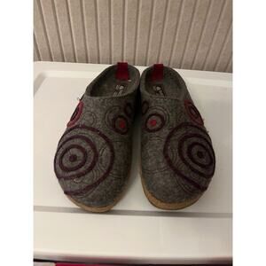 Haflinger
 Wool Clog Slipper Swirl Gray Size EU 40/US 8.4 Comfort Cottage Boho